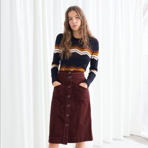 & Other Stories Corduroy Brown Skirt size 10